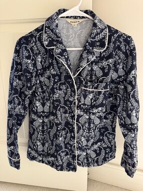 Boden Navy Floral Flannel Pajama set women’s size US 6
